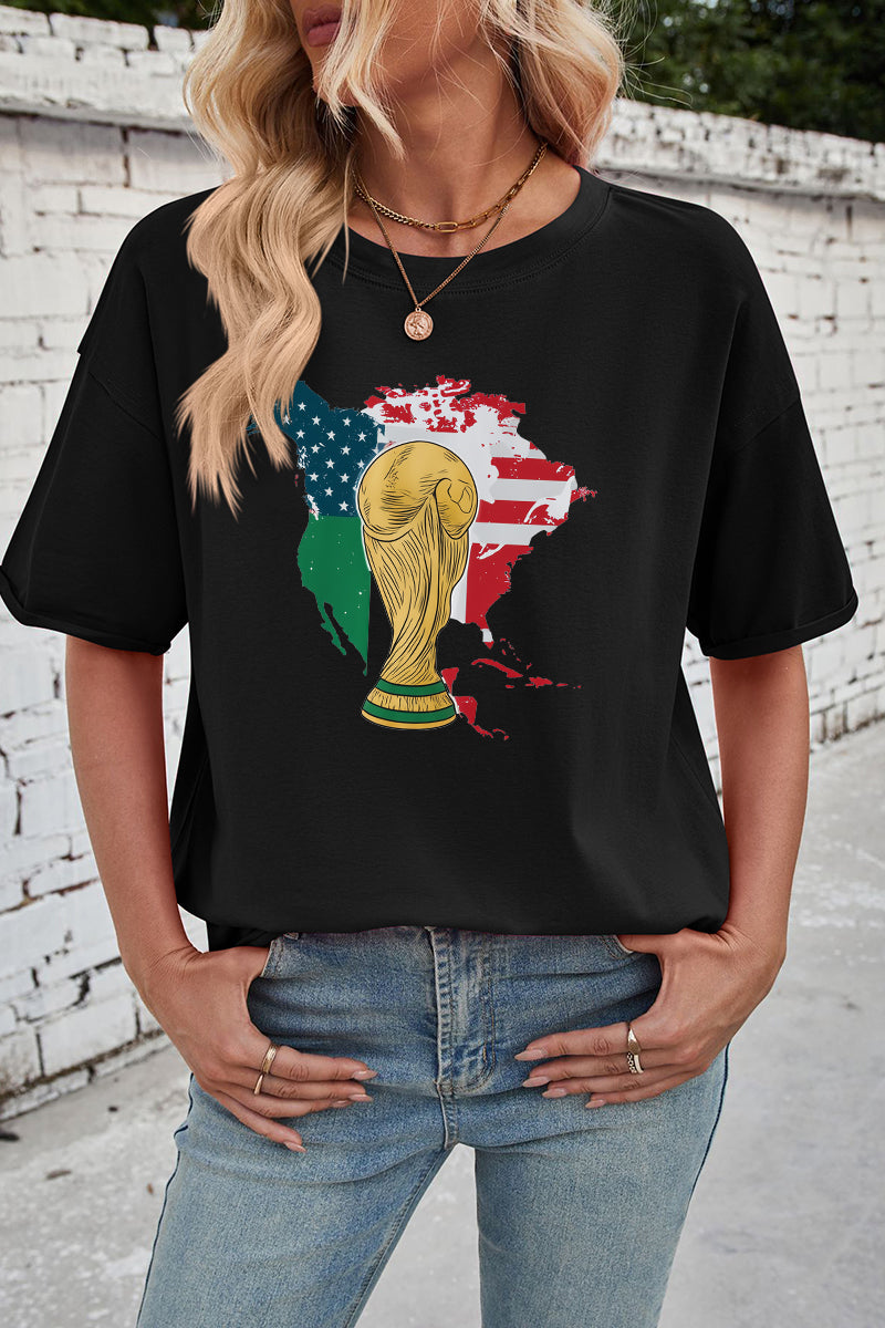 World Cup Graphic Oversized Soccer Fan Tee Women