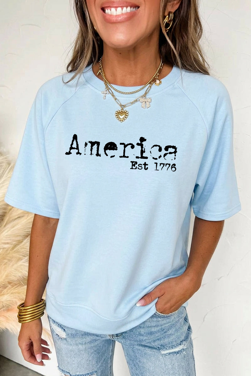 Independence Day America Est 1776 Graphic Tee Top
