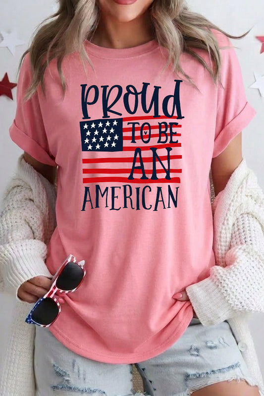 Women 4th of July Proud to Be an American T Shirt