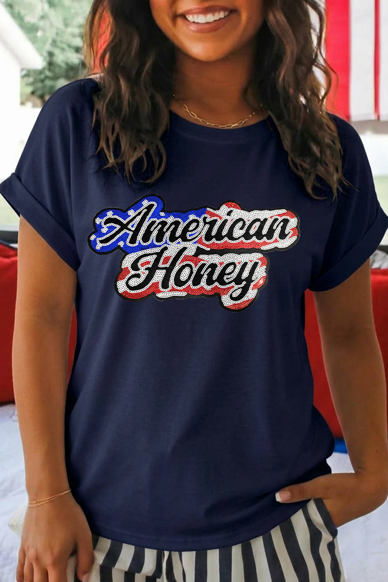 American Honey Patriotic Graphic T Shirt Women
