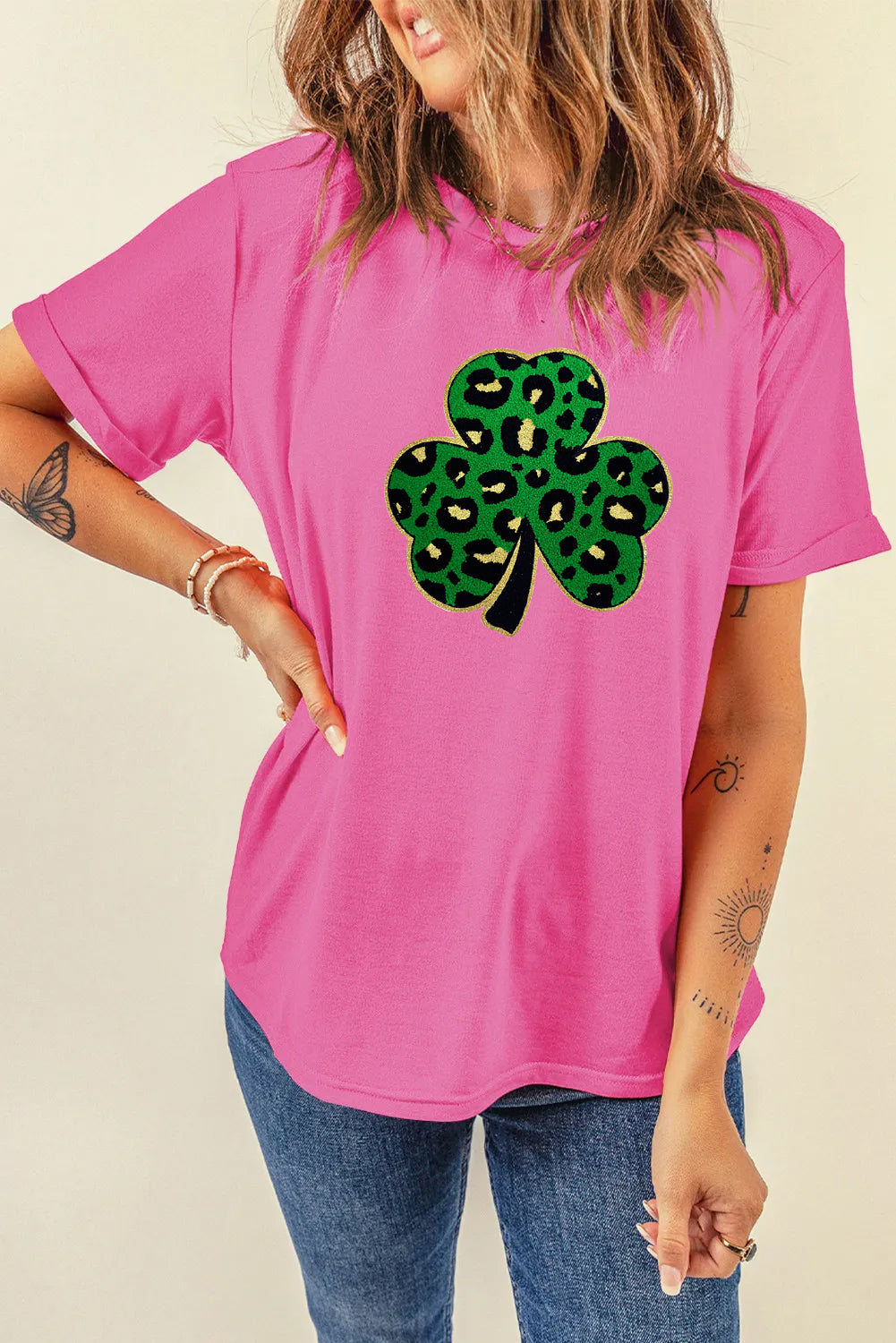Saint Patrick’s Day Leopard Clover Graphic T Shirt