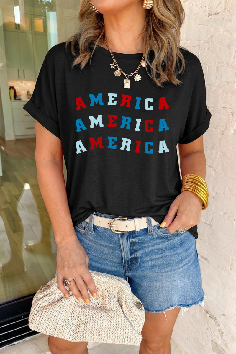 Women 4th of July America Graphic T Shirt