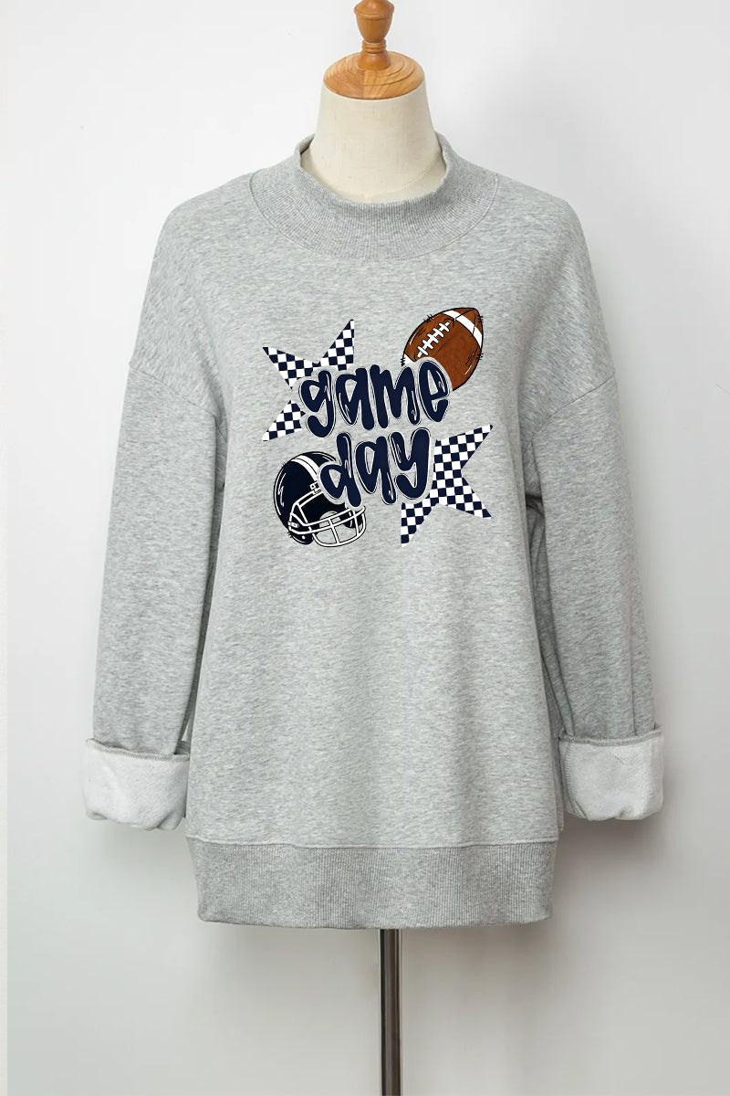 Sweatshirt Game Day Oversized Mock Neck Pullover