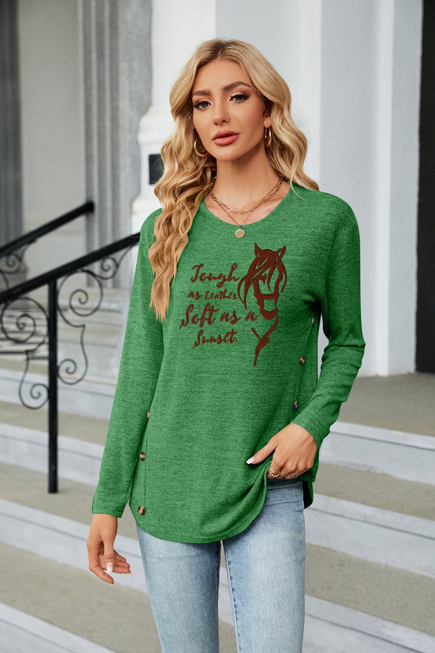 Western Cowgirl Letter Graphic Casual Tee