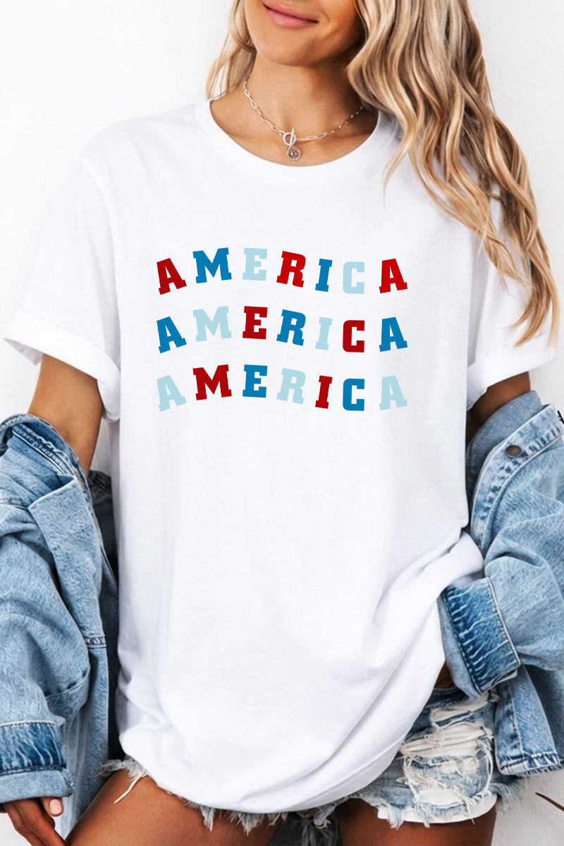 July 4th AMERICA Graphic T Shirt Women Casual