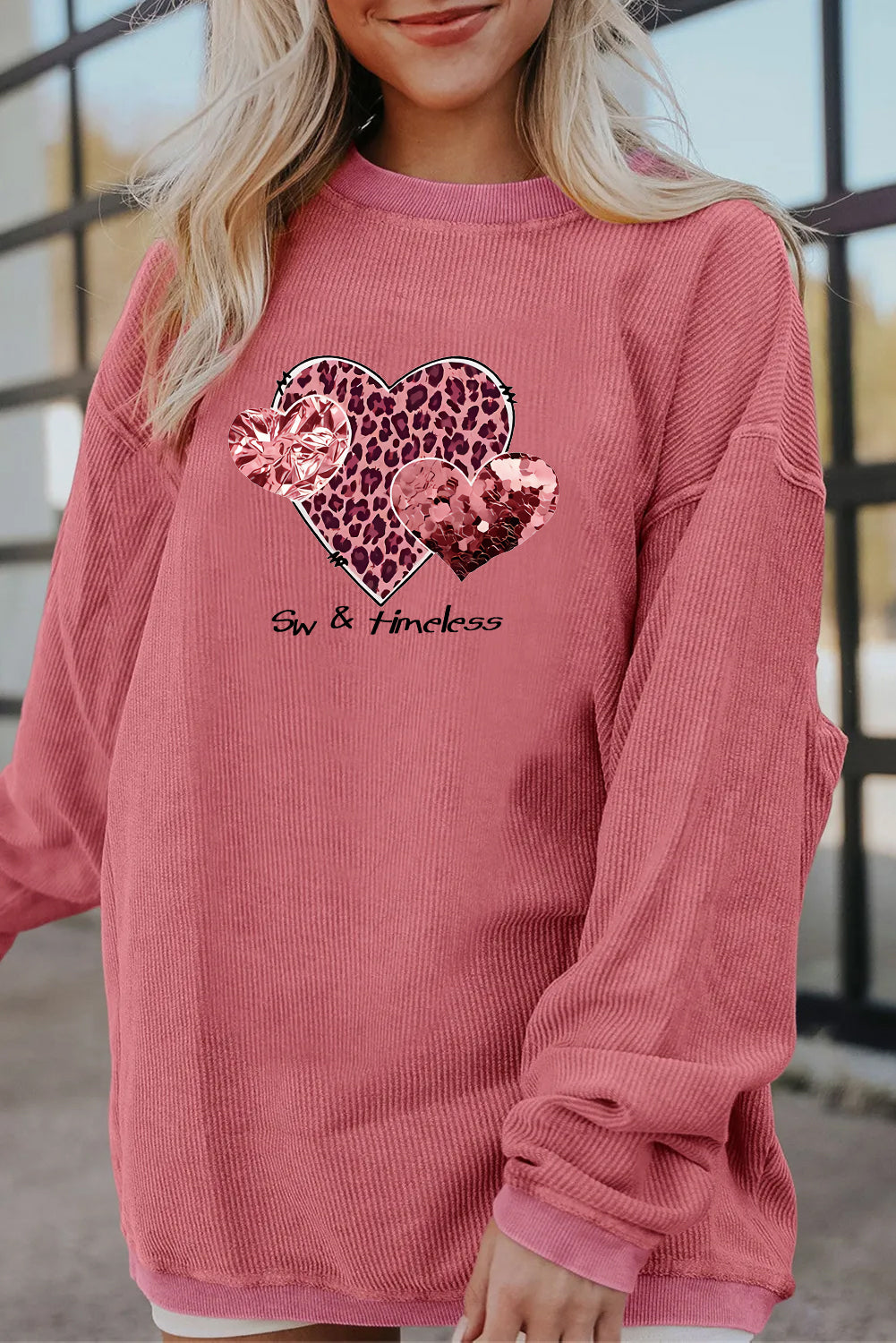 Valentine’s Day Leopard Heart Love Graphic Sweatshirt