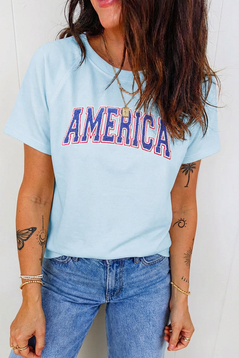 Independence Day America Letter Graphic Tee Top