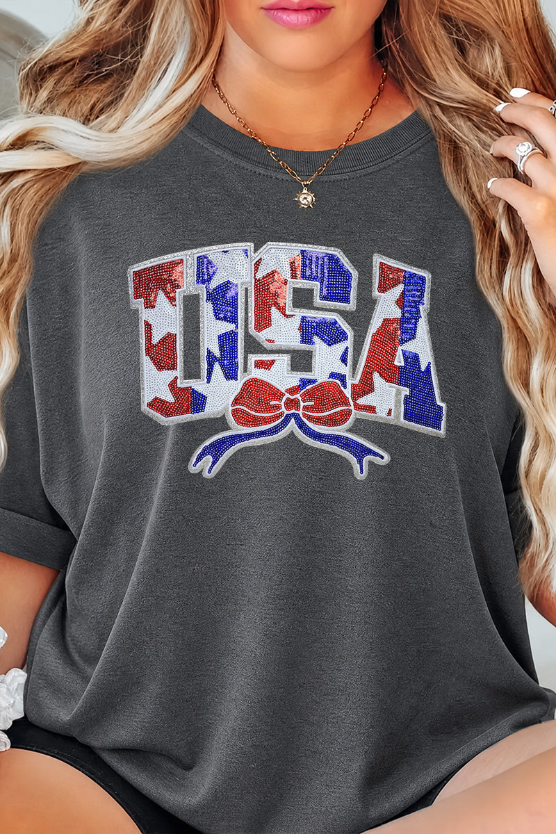 USA Bow Patriotic Independence Day Graphic Tee