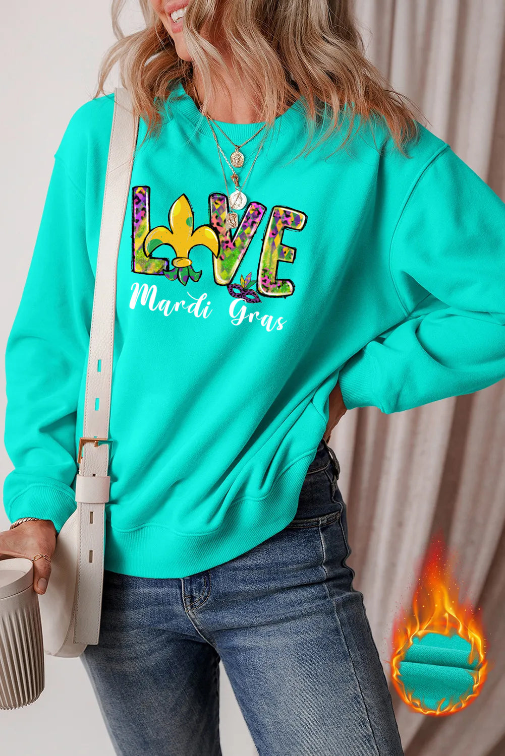 Mardi Gras Colorful Love Graphic Everyday Sweatshirt