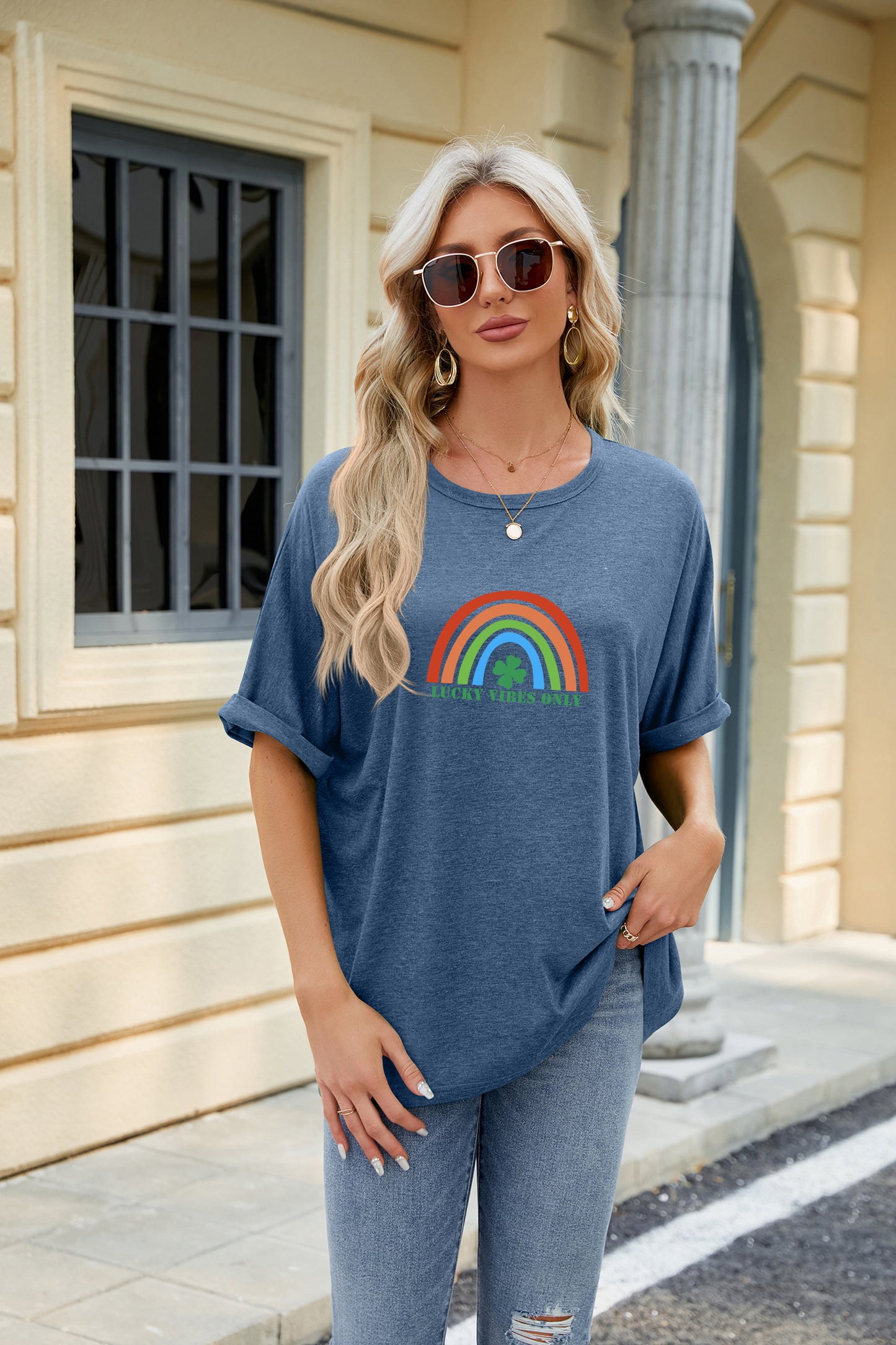 St Patrick’s Day Lucky Clover Rainbow Graphic Tee