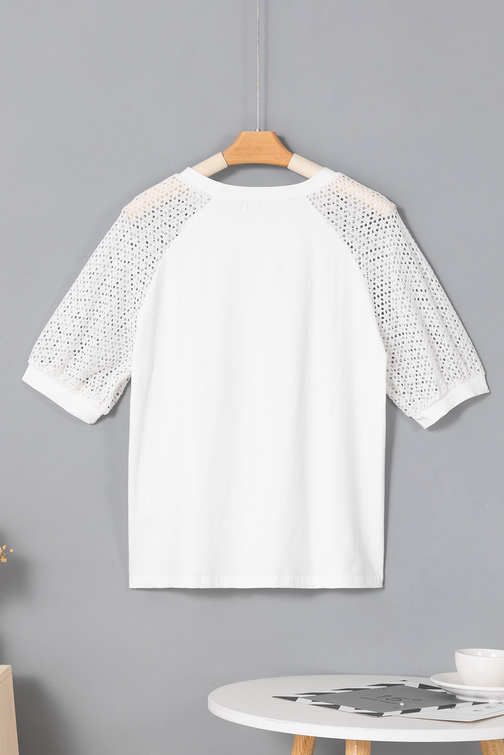 Halloween Pumpkin Graphic Crochet Sleeve White Tee