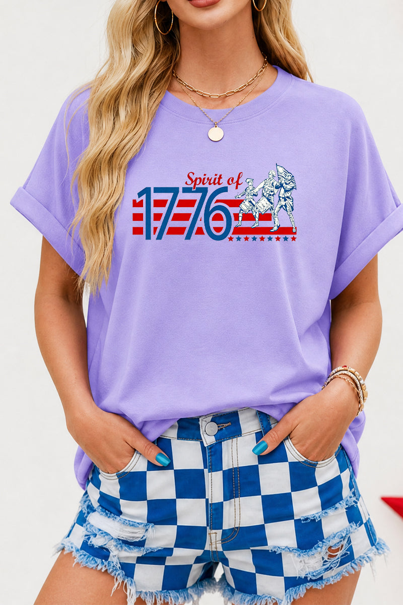 Pink 1776 Graphic Independence Day Patriotic T Shirt