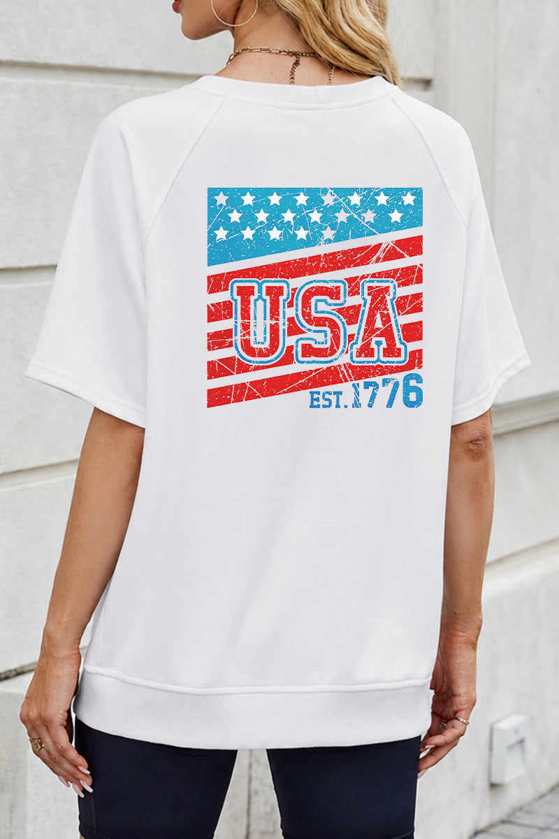 Oversized USA Back Print Fourth of July Tee