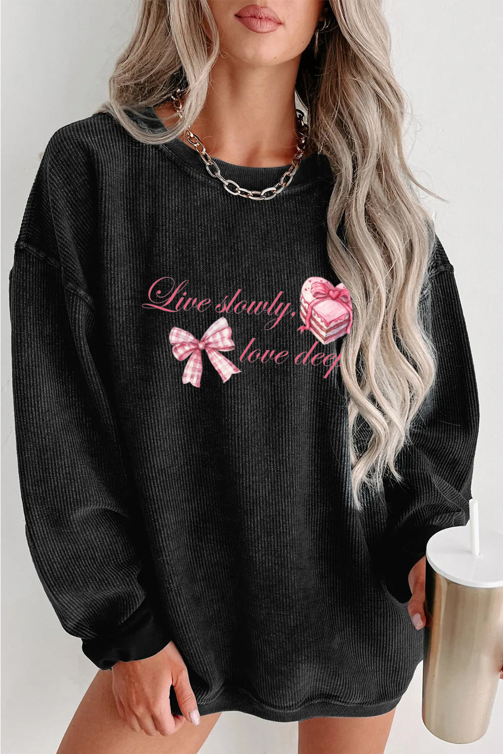 Valentine's Day Live Slowly Love Deeply Graphic Sweatshirt
