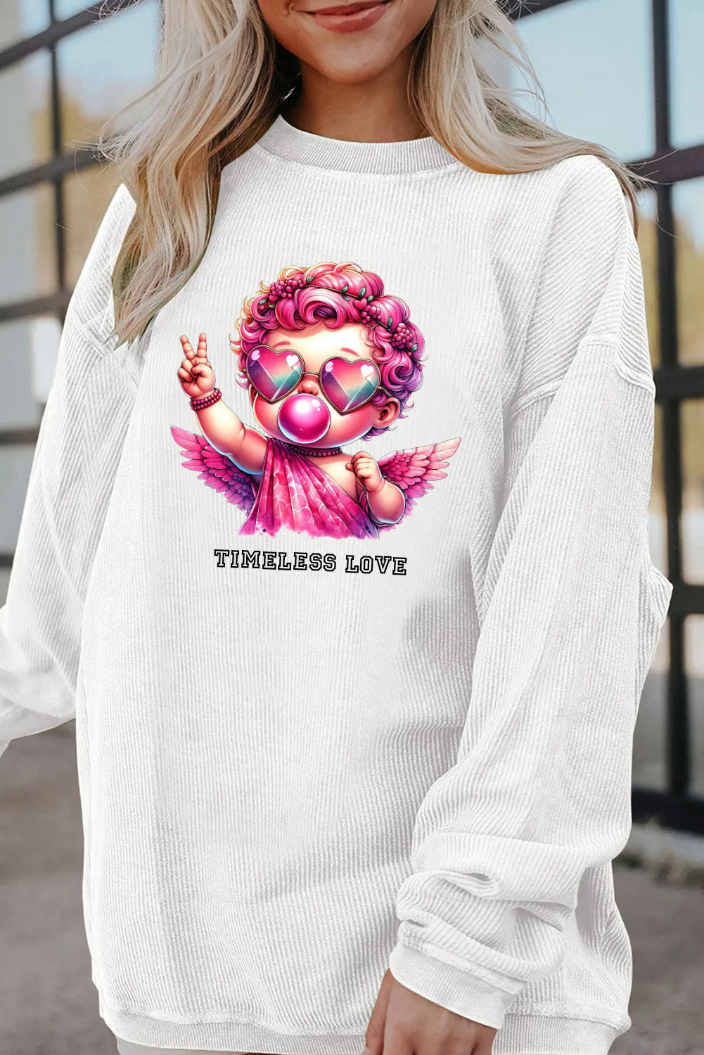 Valentine’s Day Pink Angel Bubblegum Graphic Sweatshirt