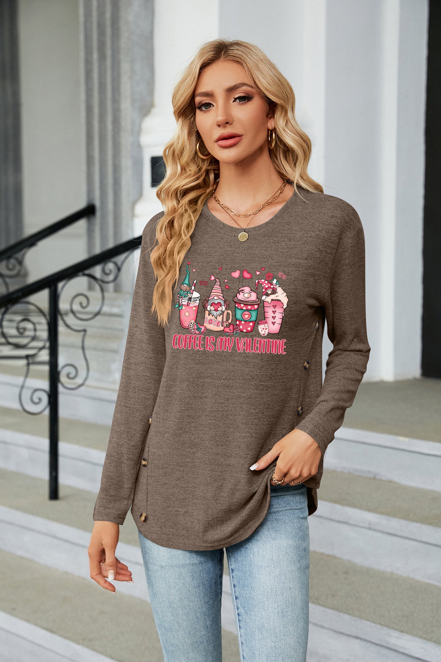 Valentine's Day Coffee Is My Valentine Long Sleeve Top
