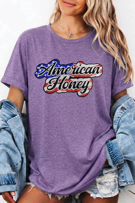 July 4th American Honey Graphic T Shirt Women