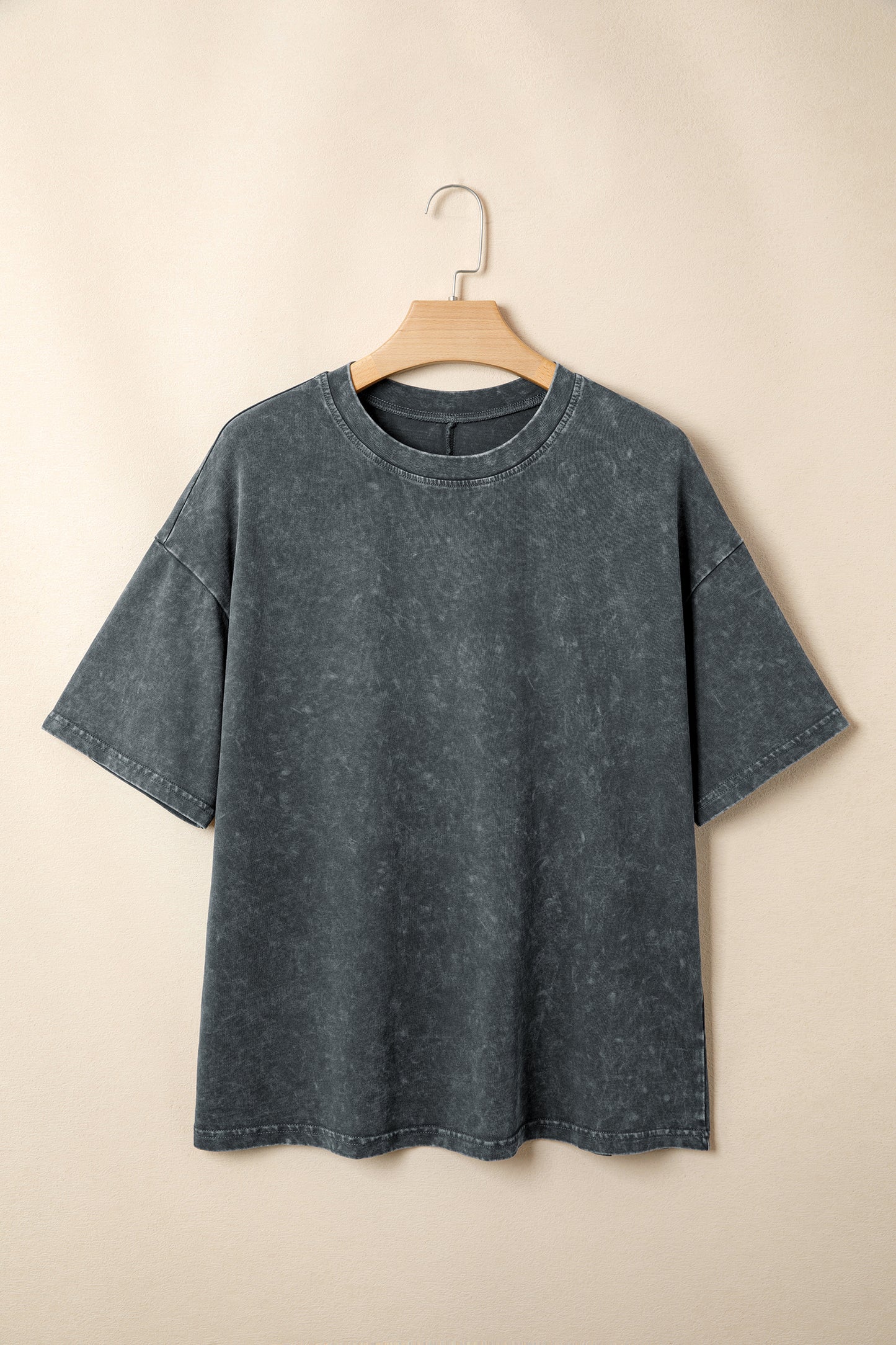 Solid Cotton Tee Vintage Washed Oversized Casual Top