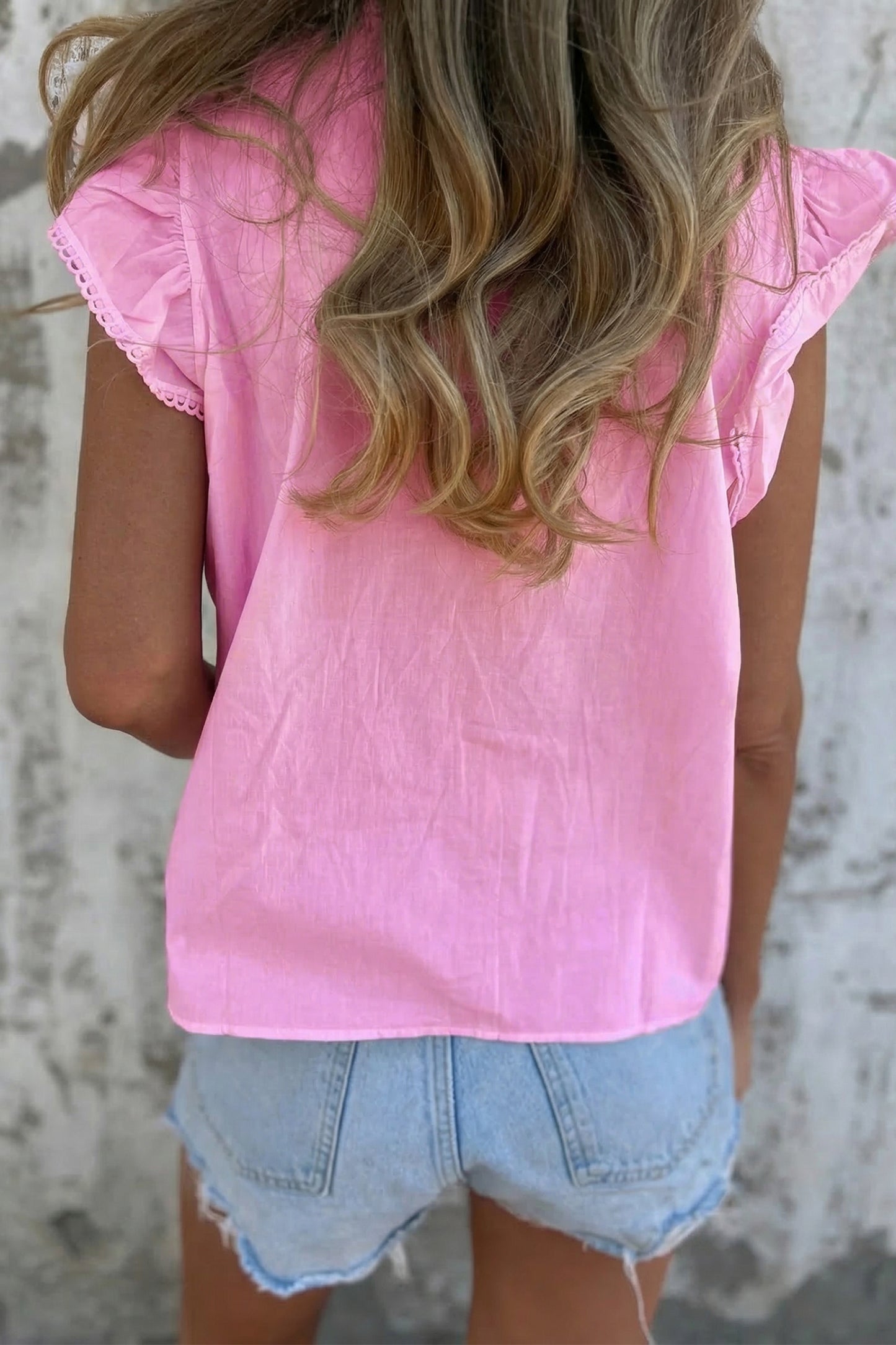 Lace Flutter Sleeve Blouse Lyocell Boutique Summer Top