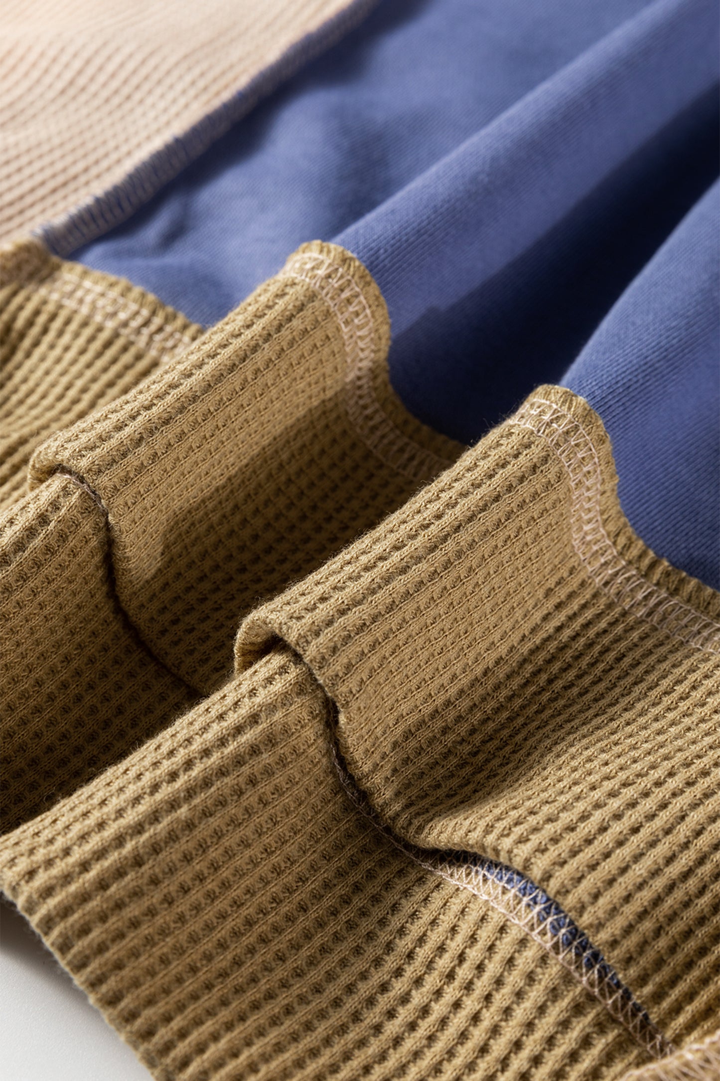 Color Block Mix Texture Waffle Patchwork Oversize Sweatshirt