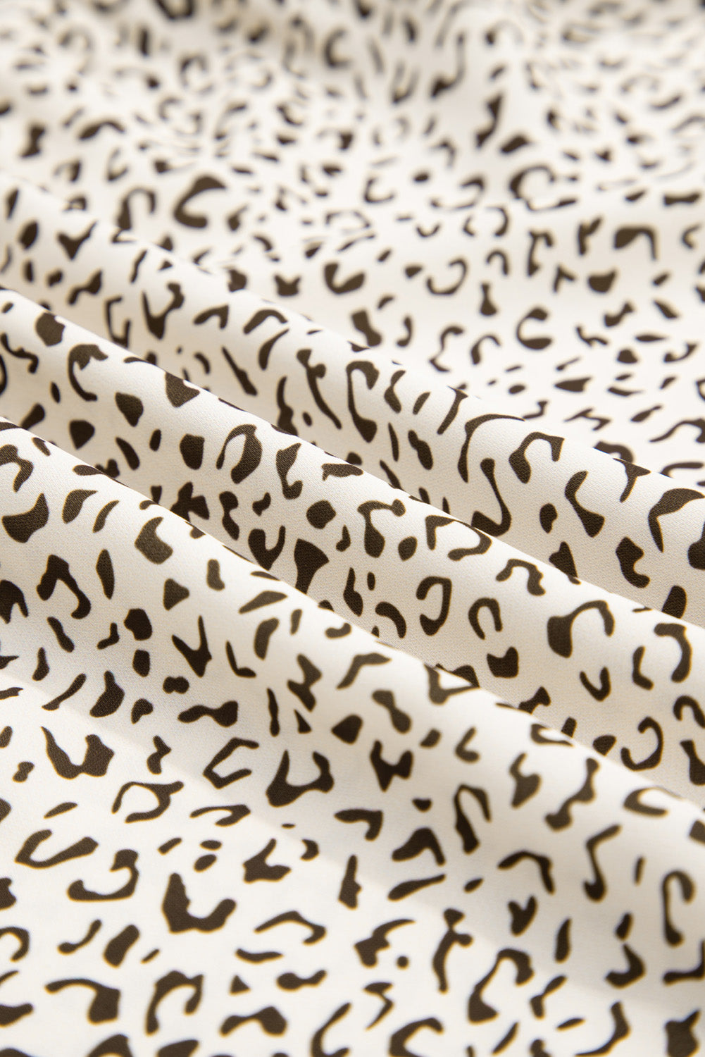 Beige Plus Size Leopard Print Frill Trim Short Sleeve Flared Dress