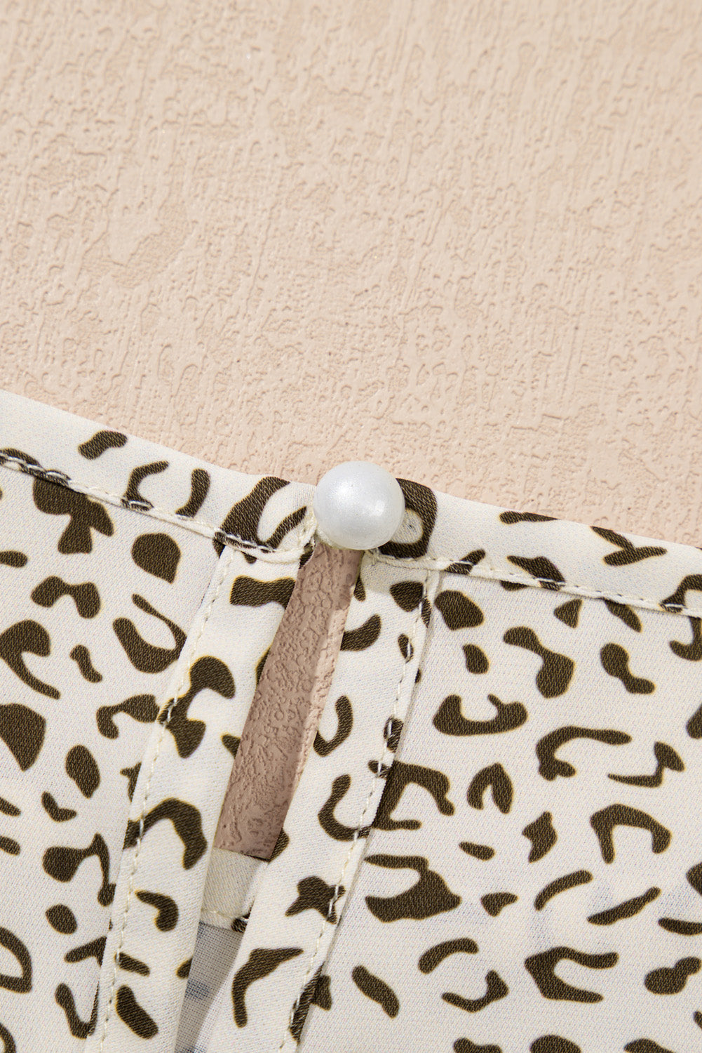 Beige Plus Size Leopard Print Frill Trim Short Sleeve Flared Dress