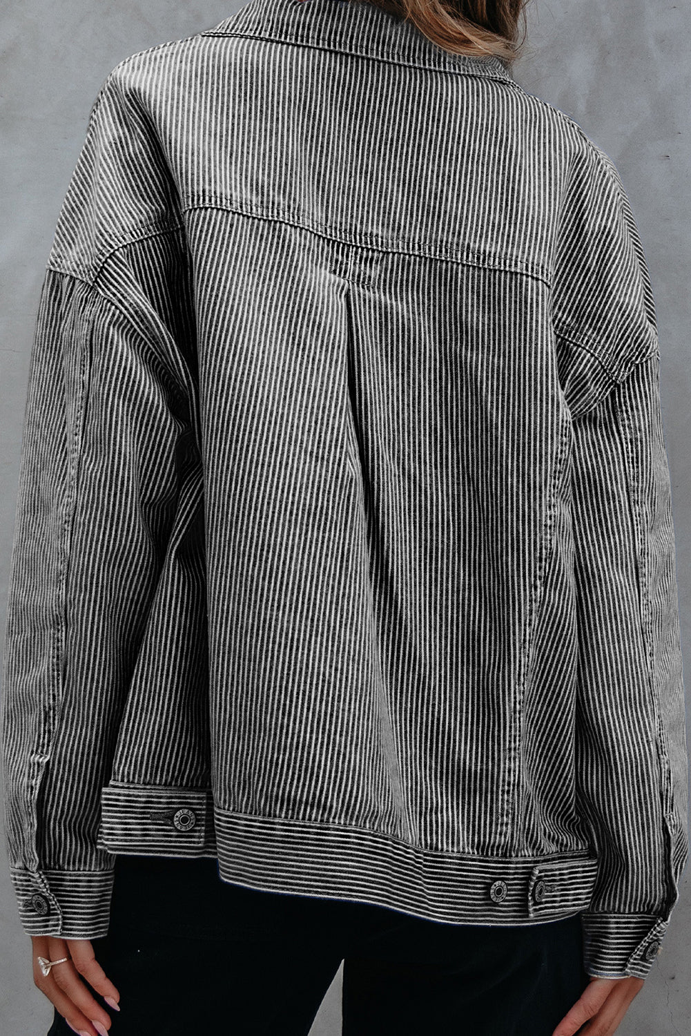 Washed Oversize Pocketed Denim Jacket