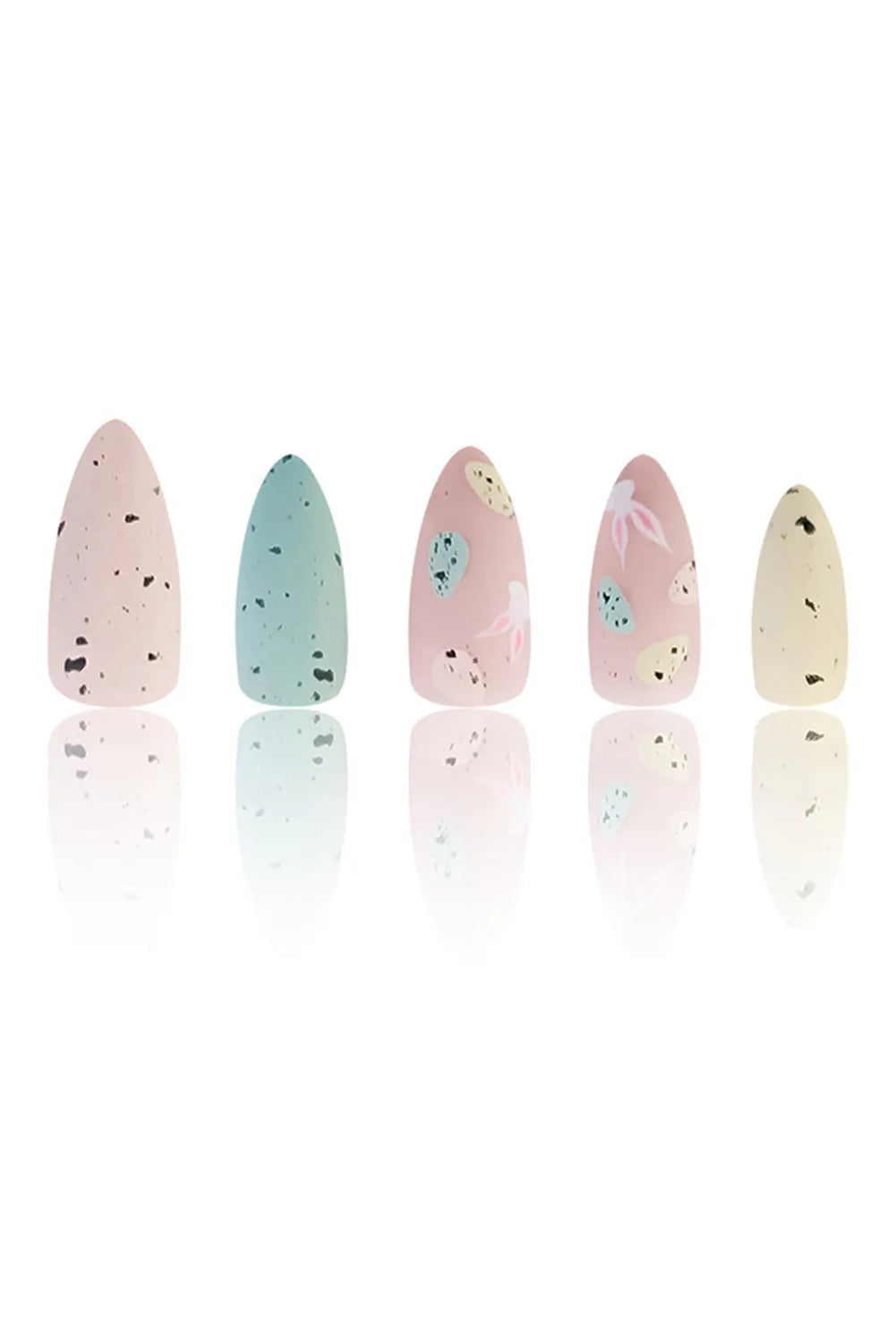 Pink Easter Bunny Egg Almond Shape Nail Stickers