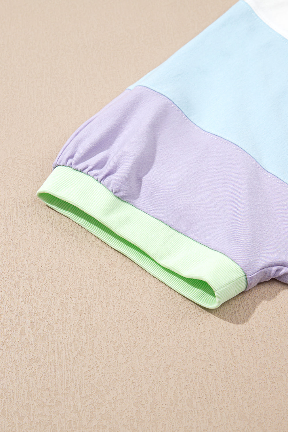 Purple Color Block Patchwork Half Sleeve Oversized T Shirt