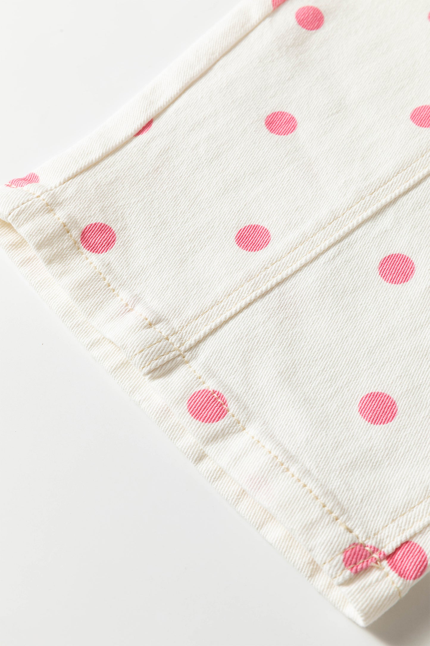 Polka Dot Cotton Jeans Casual High Waist Wide Leg
