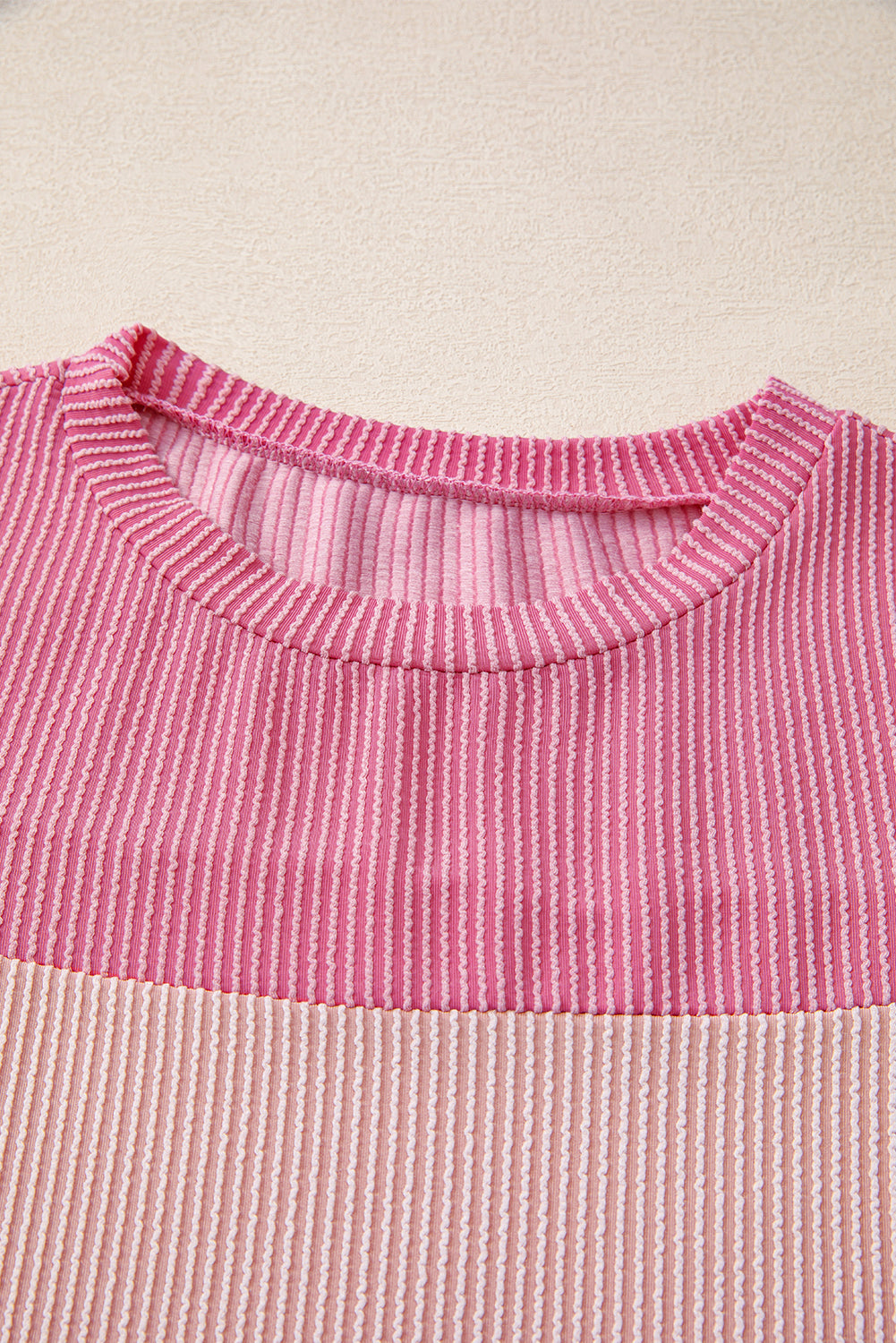 Women's Rib Textured Colorblock T Shirt