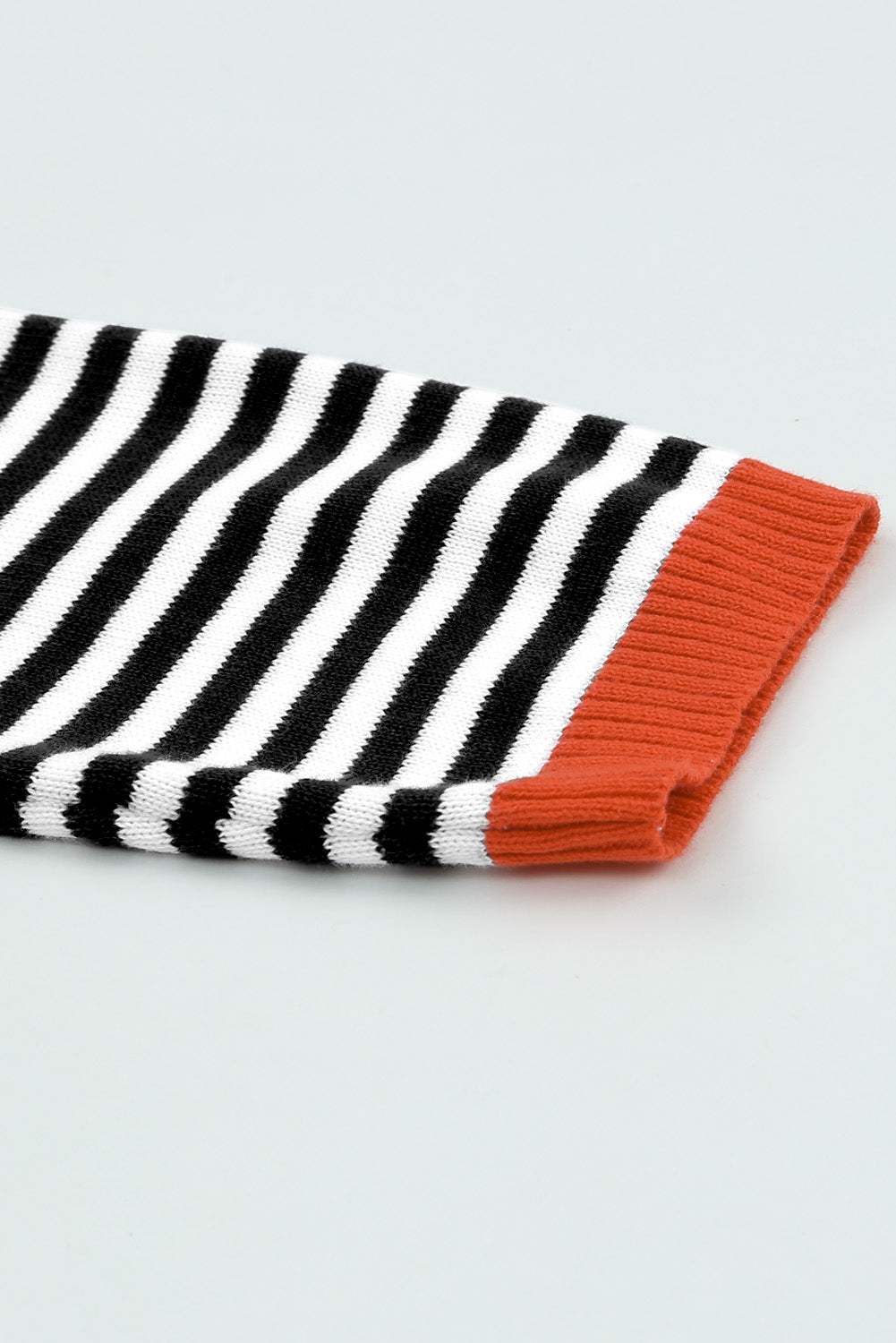 Contrast Trimmed Striped Drop Shoulder Sweater