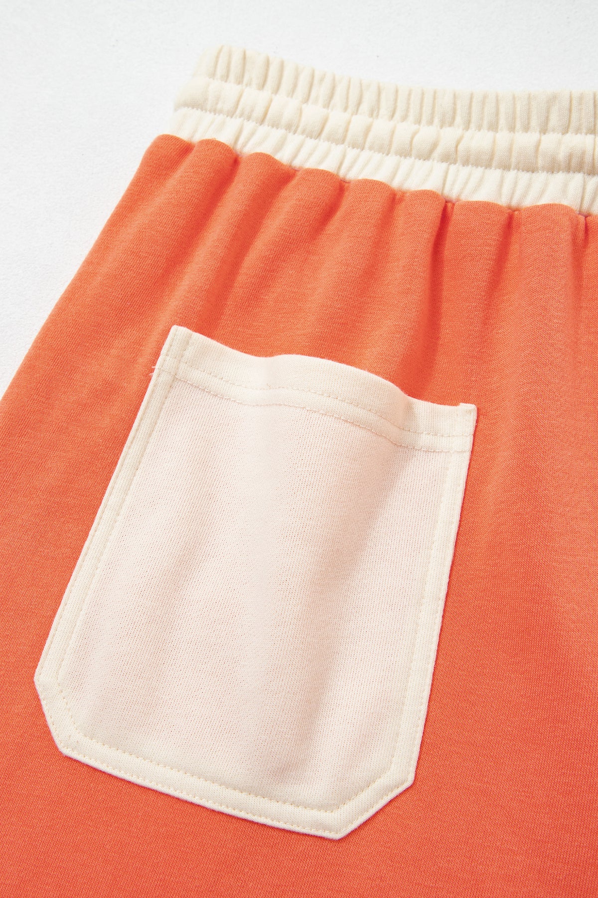 Russet Orange Raw Seam Colorblock Wide Leg Ankle Length Casual Pants