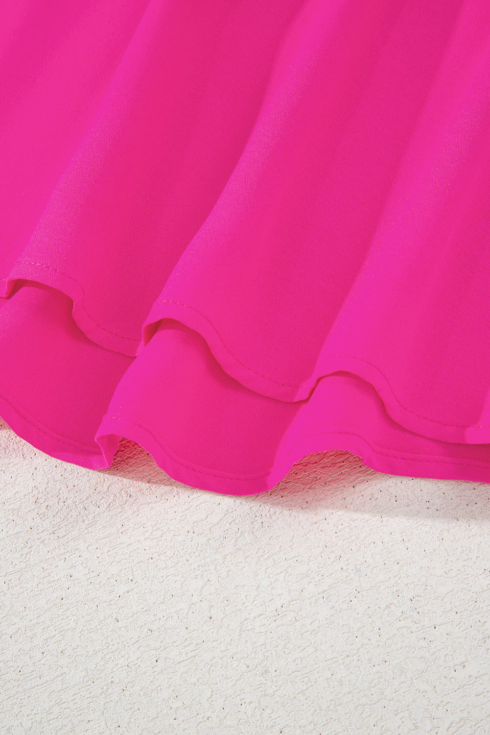 Bright Pink Seamed Back High Low Hem V Neck Cuffed Sleeve Plus Size Tee