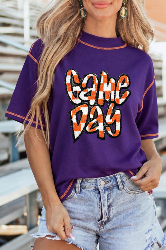 Game Day Cotton Graphic Tee Trendy Football Fan Top