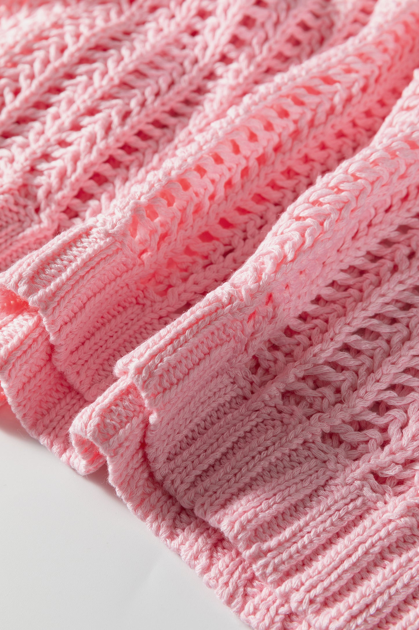 Apricot Plus Size Open Knit Bow Tie Short Sleeve Sweater