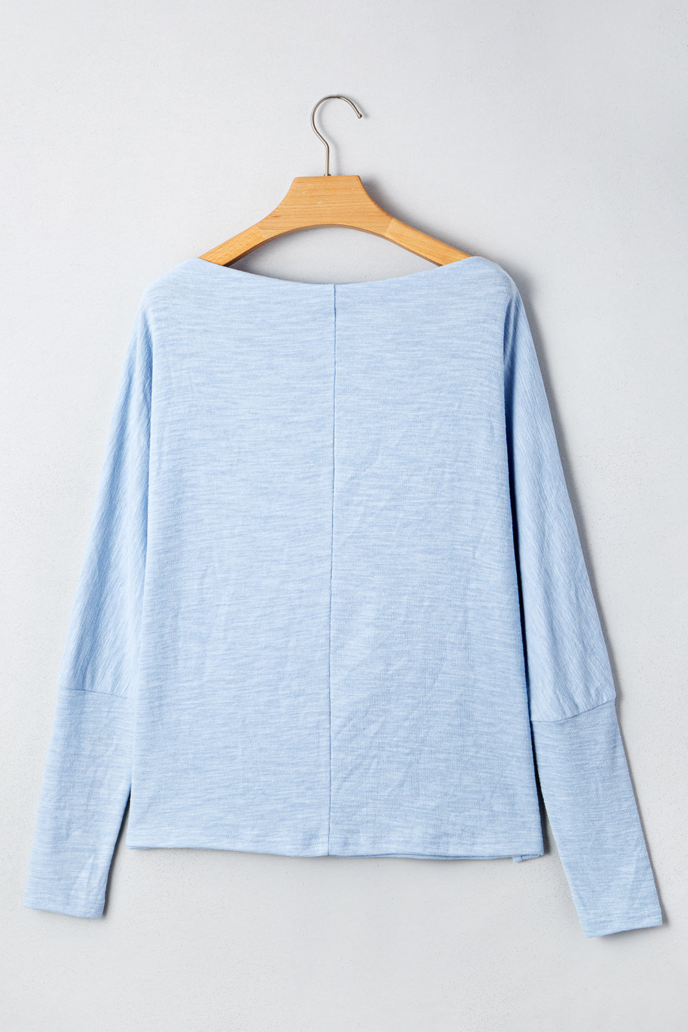 Beau Blue Solid Color Batwing Long Sleeve Top