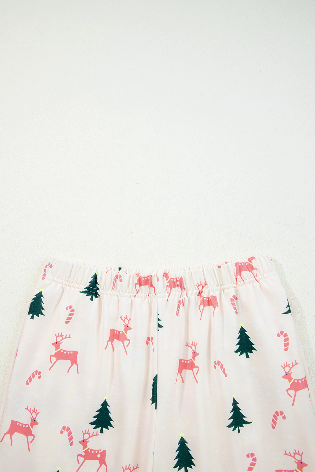 Green Bow Christmas Tree Print Contrast Striped Banding 2pcs Lounge Set