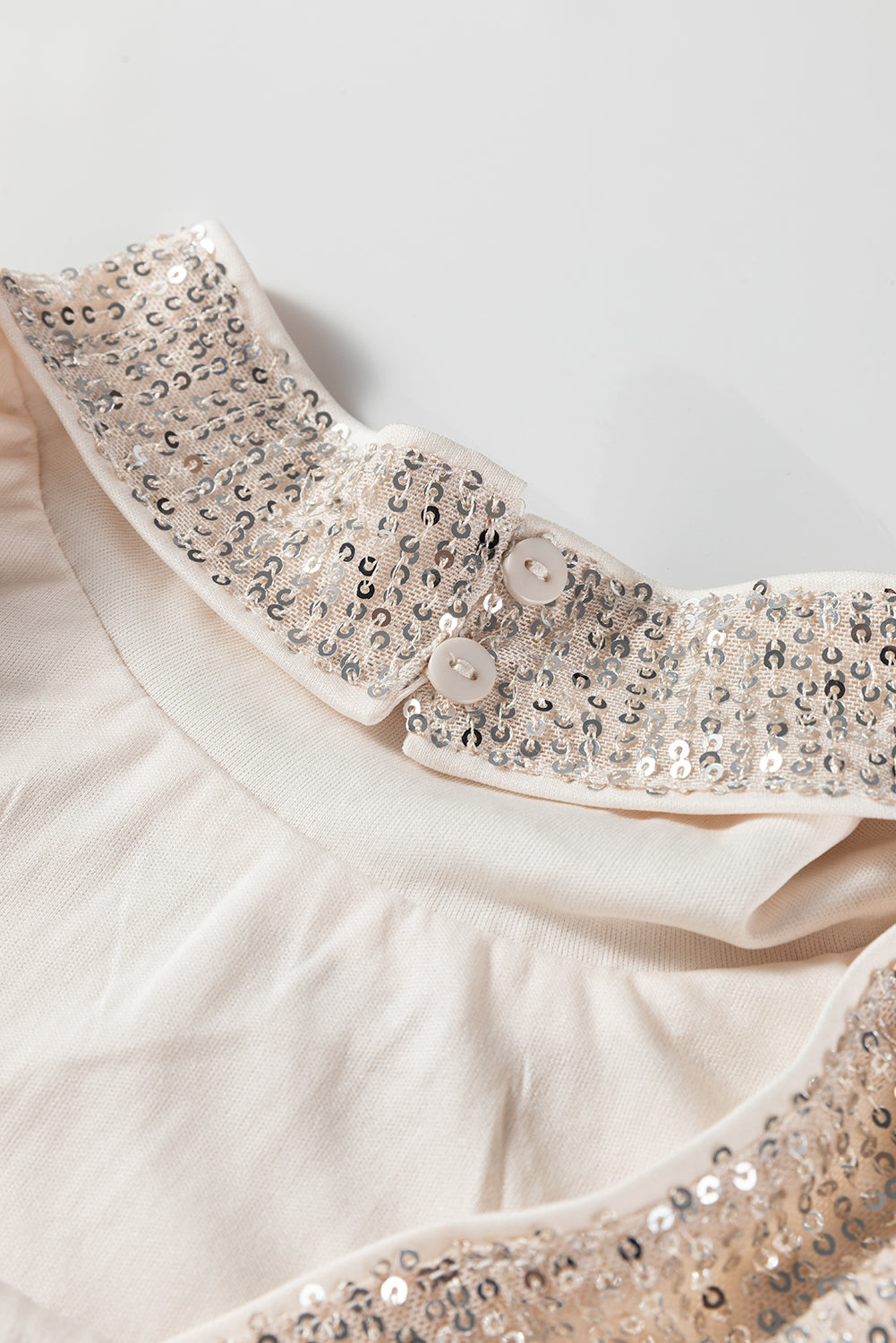 Black Sequin Mock Neck Drape Open Back Bell Sleeve Top