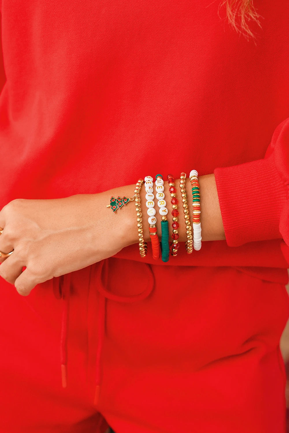 Gold MERRY BELIEVE Christmas 6pcs Bracelet Set