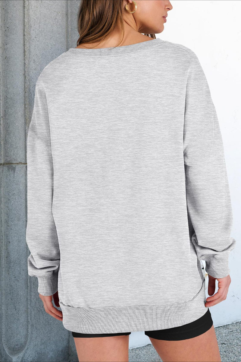 Striped V-Neck Pullover Sweatshirt with Contrast Trim