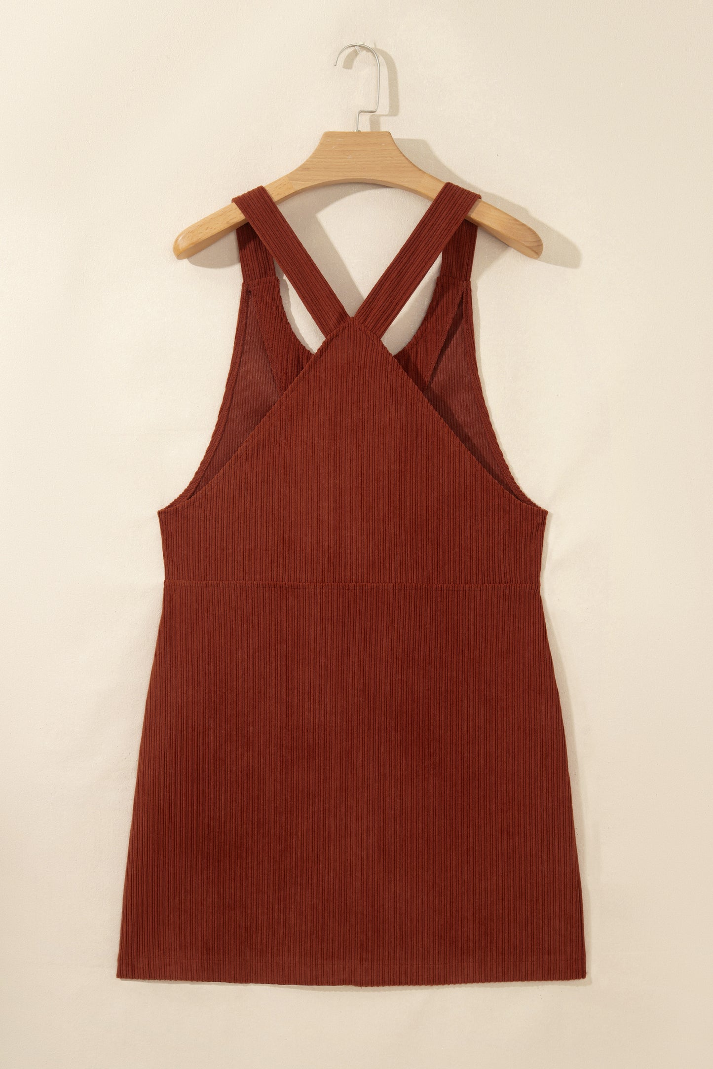 Clay Ribbed Corduroy Zip-Up Sleeveless Pocket Sheath Dress
