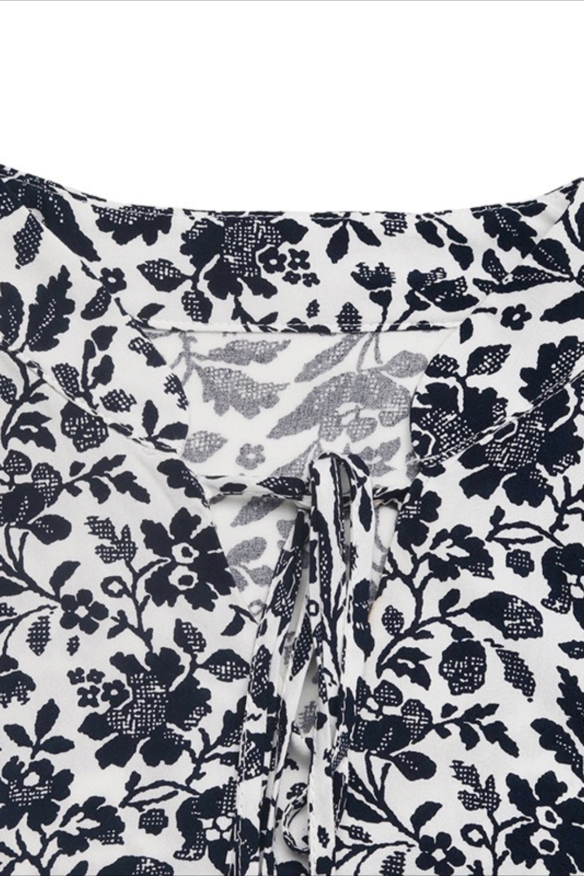 Women's Floral Tie Neck Balloon Sleeve Blouse