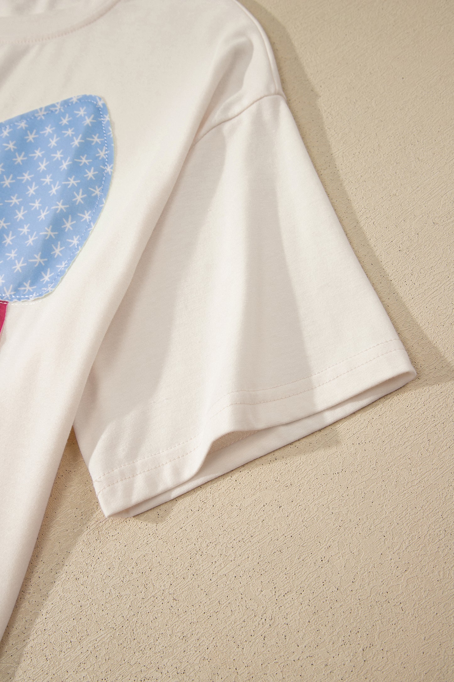 Patchwork Polyester Tee Casual Shift Short Sleeve