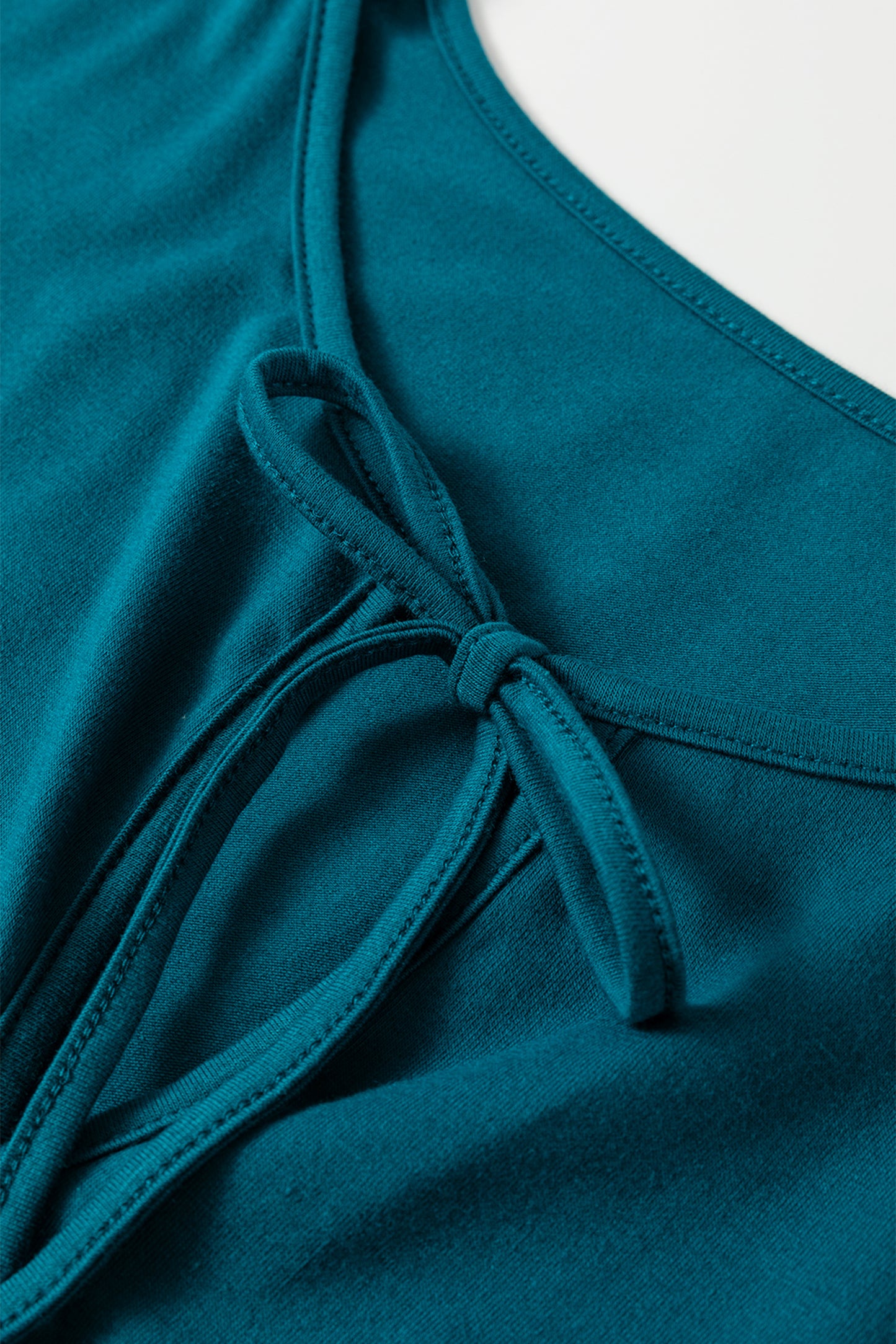 Blue Sapphire Plus Size Solid Color Bow Tie Peplum Tank Top