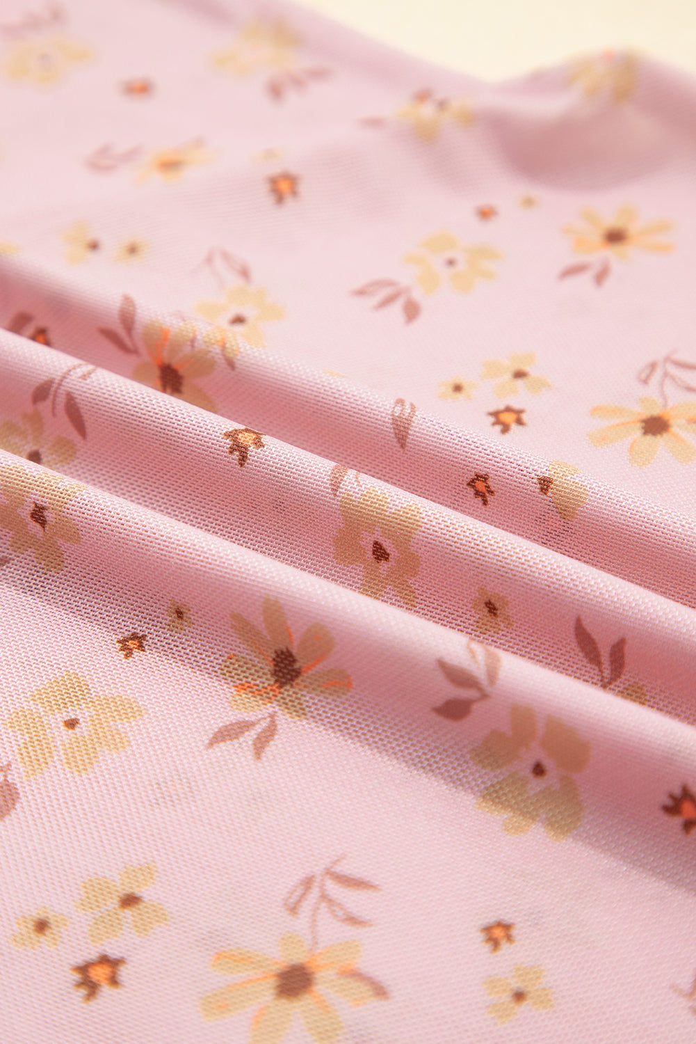 Laurel Green Vintage Floral Print Southern Style Mesh Long Sleeve Top