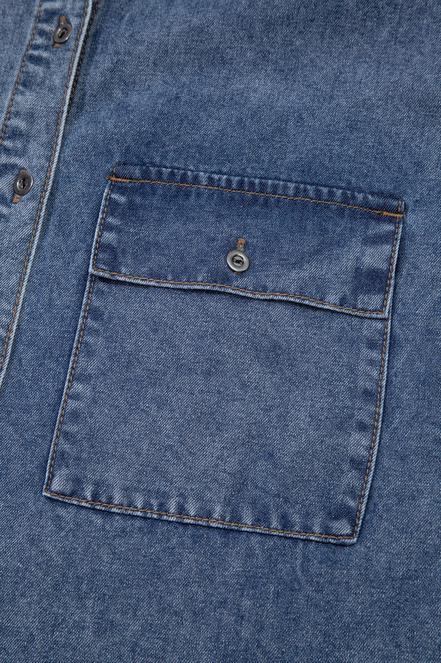 Ashleigh Blue Button Flap Pocket Cuffed Short Sleeve Denim Shirt