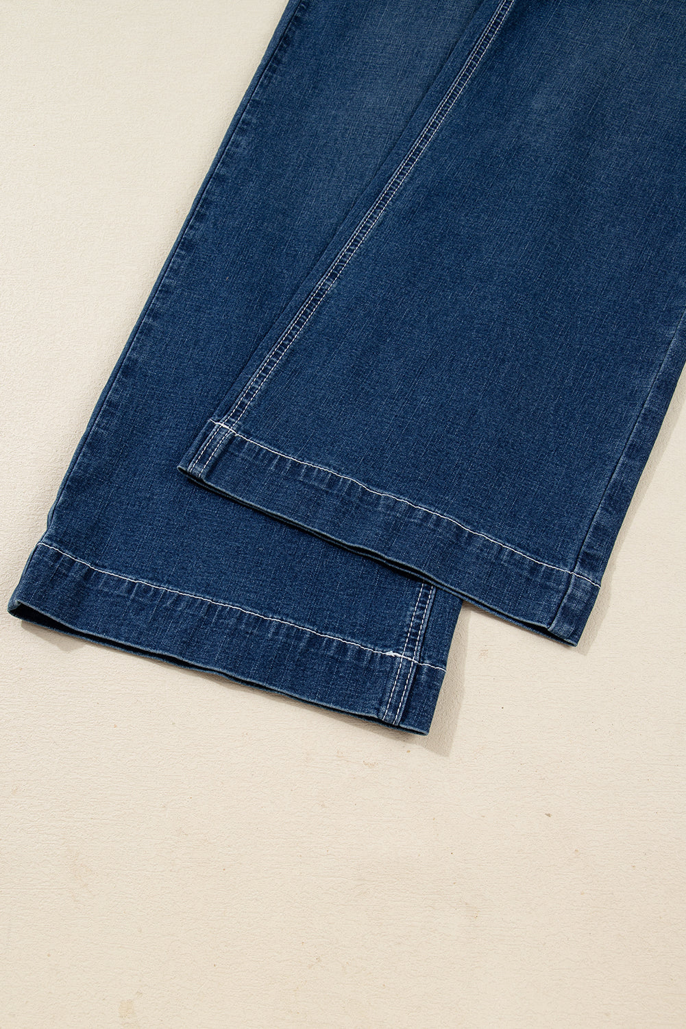 Sail Blue Stitched Waist Detail Loose Cuffed Jeans