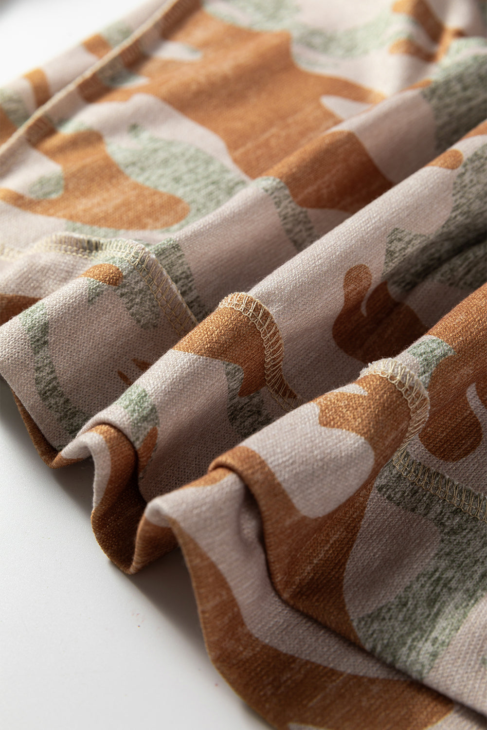 Multicolour Retro Camouflage Print Exposed Seam Patchwork Drop Shoulder Sweatshirt