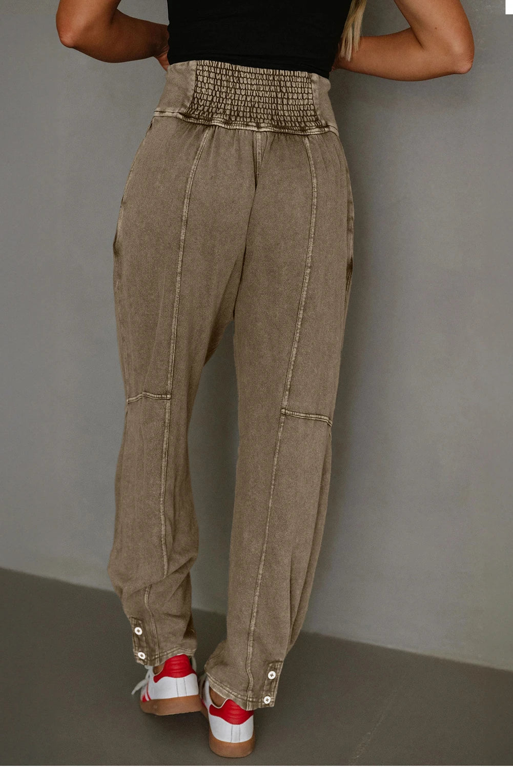 Mineral Wash Jogger Style High Waist Casual